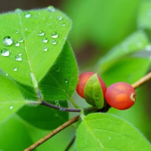 Schisandra Chinabeere, Blatt mit Beere